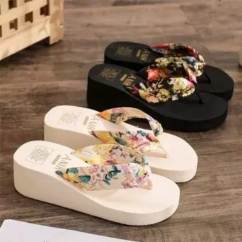 Модные женские шлепанцы, летние пляжные шлепанцы на платформе, повседневные сандалии на танкетке, летняя женская обувь 36
