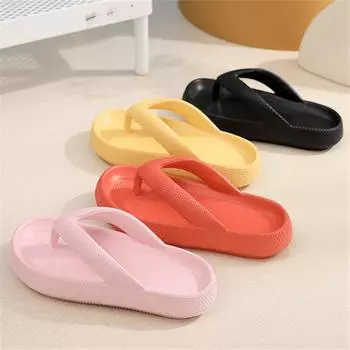 модные женские шлепанцы Rimocy Soft Sole EVA 2024, летние пляжные нескользящие тапочки Cloud, женские толстые тапочки на платформе с зажимом для носка, для ванной комнаты 36-37 зелёный