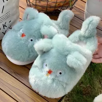 Модные женские тапочки-кошки для верхней одежды осень-зима, модные мультяшные милые нескользящие туфли Baotou из мягкого и удобного хлопка 2024 36-37 зелёный