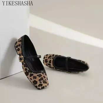 Модные женские туфли на плоской подошве с круглым носком и леопардовым принтом, повседневные дышащие туфли на плоской подошве для женщин, туфли Мэри Джейн для активного отдыха SYDanne 35 цветной печати леопарда
