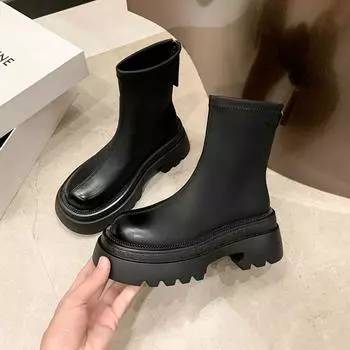 Модные женские зимние ботинки на толстой подошве, зимние с молнией сзади, 2024, горячая распродажа, однотонные, для отдыха на природе, модные женские повседневные удобные ботинки 35 кофейный