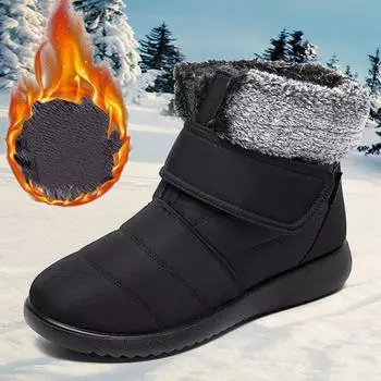 Модные зимние ботинки женские на платформе плюшевые туфли женские водонепроницаемые ботинки для женщин мягкие ботильоны повседневные толстые зимние ботинки Botas Mujer 35 чёрный