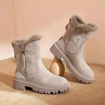 Модные зимние женские зимние сапоги плюс бархатная обувь для женщин простые ботильоны теплые женские хлопковые туфли новые большие размеры 43 Bottine Femme 35 чёрный