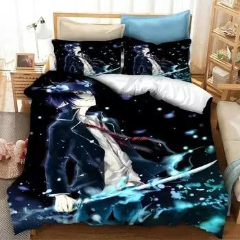 Модный 3D-принтер аниме Blue Exorcist Постельное белье Пододеяльники Наволочки Одеяло Постельное белье Постельное белье EU Single 135x200cm
