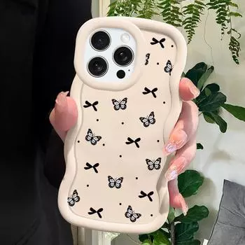 Модный чехол для iPhone 11 12 13 14 15 Pro Max 6 6S 7 8 Plus Xs Wave Edge противоударный защитный резиновый чехол iPhone 12 Pro чёрный