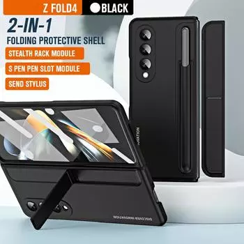 Модный чехол для мобильного телефона S Pen с полной защитой для Samsung Galaxy Z Fold4 Fold 4 5g, пленка из закаленного стекла для Samsung Fold4 for Samsung Z Fold 4 золотой