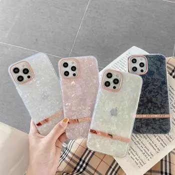 Модный чехол для телефона с узором раковины для Iphone 14 12 11 13 Pro Max с покрытием камеры, выпуклый противоударный чехол For iPhone 13 Pro золотой
