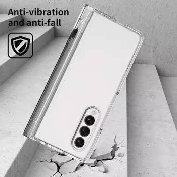 Модный чехол для телефона с защитой от пыли S Pen Slot для Samsung Galaxy Z Fold4 Fold 4 Fold3 Fold2 Fold 3 2 Zfold4, пленочная крышка для переднего экрана for Samsung Z Fold 4 фиолетовый