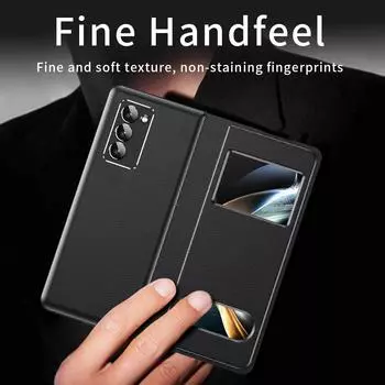 Модный чехол из кожи личи с защитой от царапин для Samsung Galaxy Z Fold4 Fold 3 5g Fold3 Fold 4 2 Fold2 Zfold4, сумка для мобильного телефона for Samsung Z Fold 4 синий