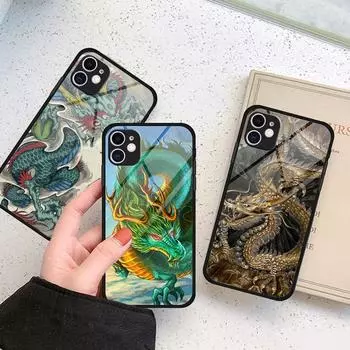 Модный чехол из ТПУ для Iphone 13 Pro Max Xs X Se 7 6s Plus 11 Xr 8 12 Mini 14 Plus 11, чехол из закаленного стекла с китайским тигром и драконом iPhone 13 Pro
