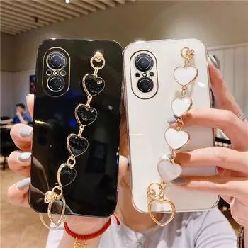 Модный чехол с браслетом-цепочкой в форме сердца для Huawei Honor X7 80 70 50 30 20 10 Lite Pro 9X Y7A Y9S противоударный чехол Honor 10Lite красный