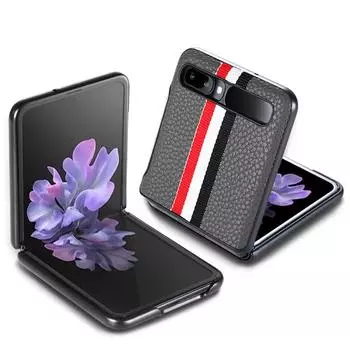 Модный чехол с рисунком личи и крестом для Samsung Galaxy Z, откидная крышка, роскошные антидетонационные кожаные чехлы полотняного переплетения для F7000 2021 лавандовый