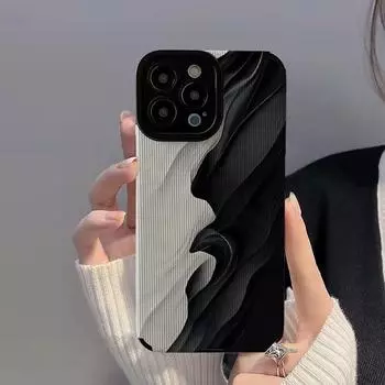 Модный черно-белый чехол Art Wave для iPhone15 Pro Max 11 12 14 13 Mini XS X XR 8 7 Plus SE силиконовый роскошный чехол с полным покрытием For iPhone 13