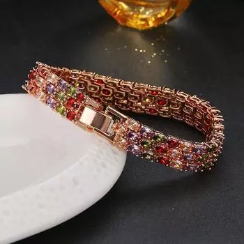 Модный и элегантный браслет, браслет с преувеличенным вечерним платьем невесты из циркона с бриллиантами, широкий выпуск, розовое золото для девочек Adjustable size розового золота