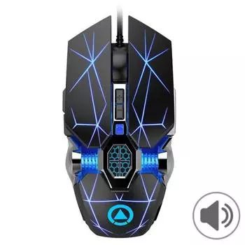 Модный компьютерный аксессуар, проводная эргономичная игровая мышь 3200 для DPI, механическая светодиодная подсветка, компьютерный ноутбук Sound Version чёрный