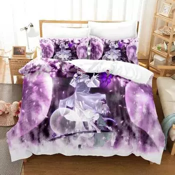Модный комплект постельного белья Kawaii Girls Touhou Project Remilia Scarlet из трех предметов для взрослых и детей, для спальни, пододеяльник EU Twin 135x200cm