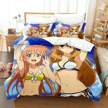 Модный комплект простыней в стиле аниме Golden Time, комплект постельного белья, односпальная кровать, двуспальная кровать размера «king-size», комплект постельного белья для взрослых и детей, комплект пододеяльников EU Single 135x200cm