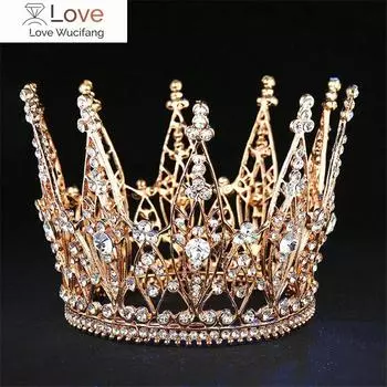 Модный конкурс красоты, тиара со стразами, корона, аксессуары для волос, свадебные украшения для волос, платье для шоу, головной убор, королевская диадема, выпускной вечер