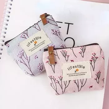 Модный кошелек для монет Kawaii, холщовый мини-кошелек с цветочным узором, женский, для девочек и детей, кошельки-клатчи