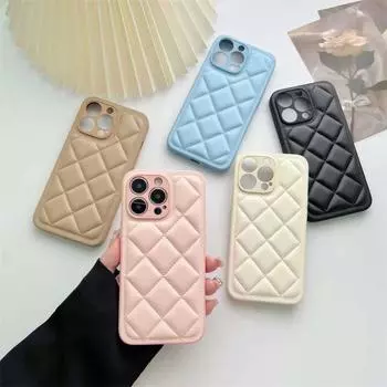 Модный кожаный чехол для телефона ромбической формы для iPhone 15 14 13 12 11 Pro Max, роскошный противоударный чехол для iPhone 15 14 13 12 11 iPhone 11 белый