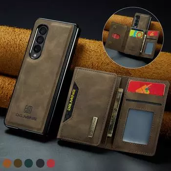 Модный кожаный чехол-кошелек с защитой от пыли для Samsung Galaxy Z Fold4 Fold 4 Fold3 Fold 3 Card Сумка для мобильного телефона Funda for samsung z fold 4 коричневый