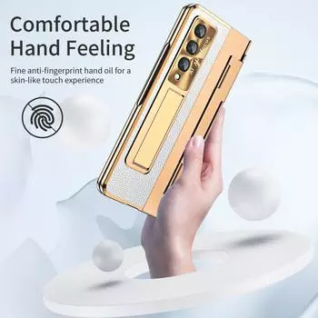 Модный кожаный чехол с подставкой для Samsung Galaxy Z Fold 4 Fold4 Fold3 Fold 3 5g Zfold4, чехлы из закаленного стекла for Samsung Z Fold 4 чёрный