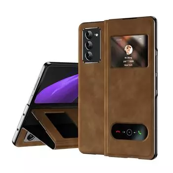 Модный кожаный чехол с защитой от царапин для Samsung Galaxy Z Fold 4 5g Fold4 Fold3 Fold2 Fold 2 3 Zfold4 Fold4, чехлы для телефонов for Samsung Z Fold 2 чёрный