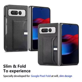 Модный кожаный чехол с защитой от пыли для Google Pixel Fold Pixelfold, противоударный держатель для карт, защитные чехлы for pixel fold серый