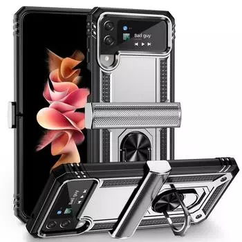 Модный магнитный чехол-держатель с кольцом для телефона Samsung Galaxy Z Flip4 Flip 4 5g Flip3 Flip 3 Zflip4, защитный чехол от падения for Samsung Z Flip 4 серебряный