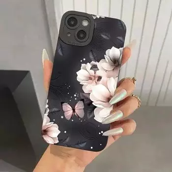 Модный милый анимационный телефон для Iphone 14 Pro 8 X Mini 6 XS Max 7 Plus 12 XR 13 11 6s, силиконовый чехол из ТПУ, прямой мягкий силиконовый чехол for 7 Plus Or 8 Plus чёрный