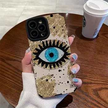 Модный мягкий силиконовый чехол для телефона с голубыми глазами для iPhone 11 12 13 14 15 Pro Max Mini 7 8 Plus SE X XS XR противоударная задняя крышка Капа For iPhone 12 Mini