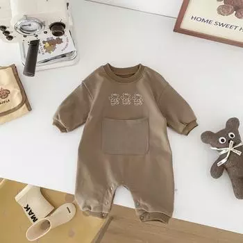 Модный мультяшный ромпер с длинным рукавом: Однотонный детский боди для весны, осени и зимы – Унисекс наряд для новорожденных 66 cm