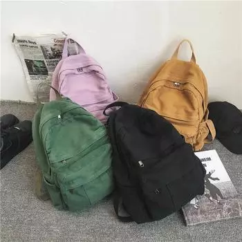 Модный однотонный рюкзак для женщин, холщовые школьные сумки для девочек-подростков, повседневный дорожный рюкзак для девочек-студентов, школьный рюкзак 30x13x35cm фиолетовый
