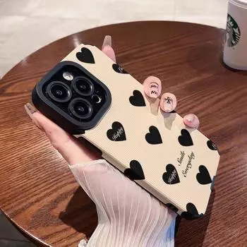 Модный простой силиконовый чехол с сердечком для iPhone 14 11 15 Pro Max Plus 12 13 Mini X XS XR 7 8 SE кожаный противоударный полный чехол For iPhone 11 Pro