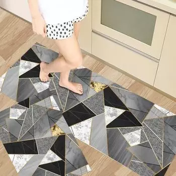 Модный простой скандинавский мягкий кухонный коврик, анти-усталость, кухонный коврик, водонепроницаемый, нескользящий, набор ковров, коврик для дорожки, прикроватный коврик, впитывающий ковер для кухни 40*60cm+40*120cm2Pcs