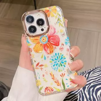 Модный прозрачный чехол для телефона с цветами для iphone 11 12 13 14 Pro Max Plus противоударный бампер задняя крышка For iPhone 12Pro Max