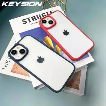 Модный прозрачный чехол KEYSION для iPhone 15 Pro Max 15 Plus HD, прозрачная противоударная задняя крышка для телефона iPhone 14 Pro Max 14Plus for iPhone 15 красный