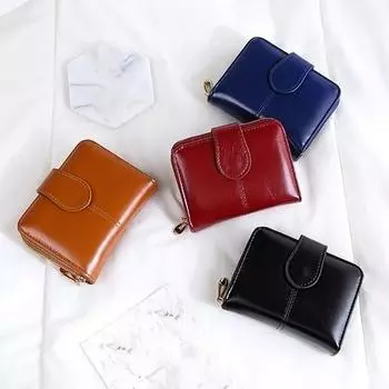 Модный ретро кошелек для монет, короткий кошелек, женский маленький кошелек, кошелек на молнии с пряжкой вино красного