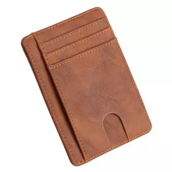 МОДНЫЙ RFID-кошелек с блокировкой, чехол для визитных карточек, супер тонкий мужской кожаный держатель для кредитных карт, дорожный кошелек, минималистичный кошелек коричневый