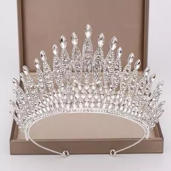Модный серебряный цвет со стразами и кристаллами королевы, большая корона, свадебная тиара, женский конкурс красоты, свадебные аксессуары для волос, ювелирные изделия CHINA