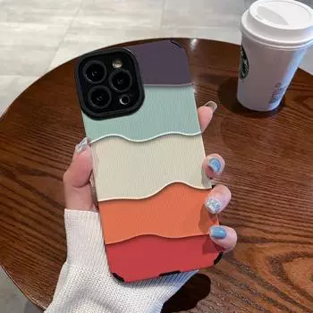 Модный силиконовый чехол для телефона с градиентной волной для iPhone 13 12 11 15 Pro Max 13 Mini SE 7 8 Plus X XS XR кожаный противоударный чехол For iPhone14 Pro Max