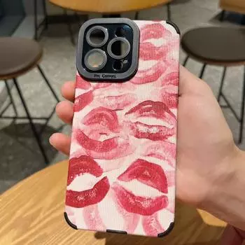 Модный силиконовый чехол с красным принтом губ для iPhone 14 11 12 13 15 Pro Max Mini SE X XS XR 8 7 Plus, мягкий кожаный противоударный чехол For iPhone 15