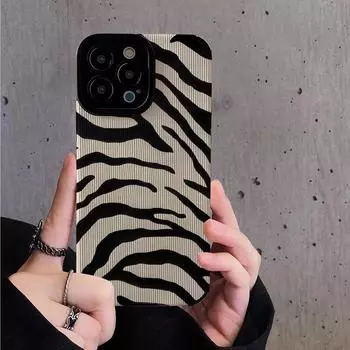 Модный силиконовый чехол с полосками зебры для iPhone 13 14 15 Pro Max 11 12 Mini X XS XR 7 8 Plus SE мягкий противоударный полный чехол For iPhone 11 Pro