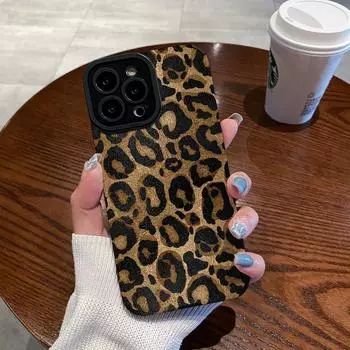 Модный силиконовый кожаный чехол с золотым леопардовым принтом для iPhone 15 14 Pro Max 11 13 12 Mini SE 7 8 Plus X XR XS, мягкий противоударный чехол For iPhone 13