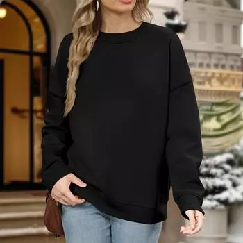 Модный свободный спортивный свитшот с круглым вырезом, повседневный пуловер с длинными рукавами и круглым вырезом L