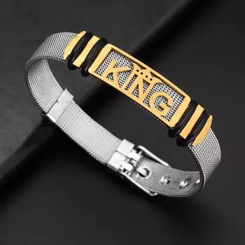 Модный узор King Alphabet браслет-личность для пары панк браслет из нержавеющей стали хип-хоп поп праздничный подарок вечеринка аксессуары