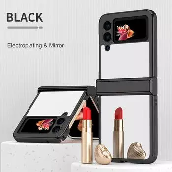 Модный зеркальный чехол для телефона с защитой от падения для Samsung Galaxy Z Flip 3 5g Flip3 с покрытием против царапин для Samsung Z Flip 3 for Galaxy Z Flip 3 чёрный