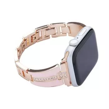 Модный женский браслет с бриллиантами для Apple Watch Series 8 7 6 SE 5 4 3 металлический ремешок ультра 49 мм 41 мм 45 мм 40 мм 44 мм 42 мм ремень 38/40/41mm розового золота/розовый
