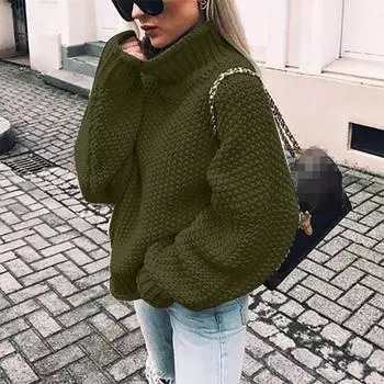 Модный женский и зимний вязаный пуловер с принтом, с длинным рукавом, повседневный свитер L