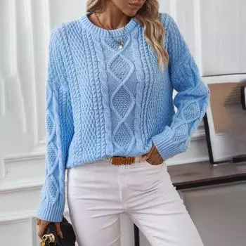Модный женский свитер Twist Pullover осень-зима новый свободный свитер с длинными рукавами S синий